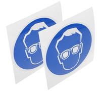 DOITOOL Wear Protective Goggles Sign Stickers 2 Pcs Blue Self Adhesive PP Warning Signs for Industrial Production