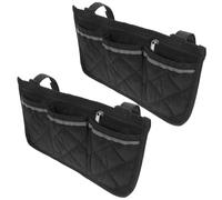 DOITOOL Wheelchair Armrest Polyester Walkers Wheelchairs Sturdy and Material for Reflective 2pcs Side Storage Bag with Safety Strip, Large Capacity Multi-Pocket Organizer