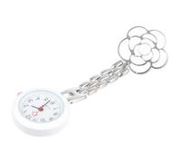 DOITOOL White Alloy Nurse Pocket Watch with Clip-on Design and Strong Chain, Retractable Quartz Movement for Accurate Timing, for Working Environments Where Wrist Watches are Not Allowed