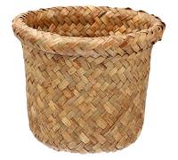 DOITOOL Wicker Paper Bin/Basket/Storage ，Round Garbage Bin, Small Woven Trash Can, Natural Waste Basket for Home Office (15x15x12cm)