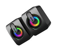 DOITOOL Wired Gaming Speakers USB Powered with Colorful LED Lights Surround Sound Computer Speakers for Desktop Laptop with Heavy Bass and Elegant Decorative Design