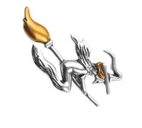 DOITOOL Witch Chic Unique Accessory Silver Alloy for Women Riding Broom Brooch Pin Costume Prop Decoration Suitable for Party and Banquet Wear
