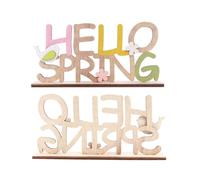 DOITOOL Wood Easter Letter Board Creative Simple Hello Spring Style Wooden Crafts English Letters Easter Sign for Kindergarten and Room Decoration Random Color