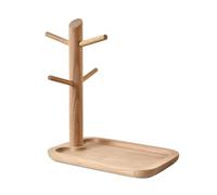 DOITOOL Wooden Key Tray and Jewelry Stand Organizer Tray Design for Small Items and Crystals, Khaki Colour Multi-functional Display Case Suitable for Home Entryway Catchall