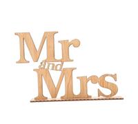 DOITOOL Wooden Mr and Mrs Letter Adornment for Wedding Decoration Creative Valentine's Day Ornament with Lines Fine Workmanship Versatile Home and for Entrance Bedroom Living Room Study