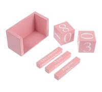 DOITOOL Wooden Perpetual Calendars, Desk Calendar Blocks, Never Ending Date and Month Display, Pink Blocks White Numbers, Manual for Home and Office