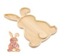 DOITOOL Wooden Rabbit Tray 11.22In Easter Bunny Plate Small Serving Tray for Snacks Fruit and Bread Platter Decorative Food Serving Board for Holidays Parties and Dinners