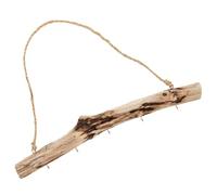 DOITOOL Wooden Wall Mounted Jewelry Storage Rack Driftwood Style Necklace and Earring Holder Rustic Hanging Organizer for Home Bedroom Bathroom Space-saving Display with Wear-resistant