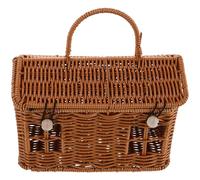 DOITOOL Woven Christmas Basket with Handle - Small Round Handheld Rattan Storage Box for Candy, Cookies, Nuts - Festive Decorative Basket for Holiday Party Favors and Seasonal Home