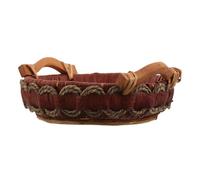 DOITOOL Woven Rattan Desktop Tray with Handle - Round Wicker Bread and Fruit Basket - Handmade Snack Serving Basket for Kitchen Table Storage and Display