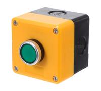 DOITOOL Yellow Push Button Switch Box with Safety Stop and Dust Protection, Plastic Industrial Control Station for Different Machinery and Surfaces, Weatherproof Momentary Switch