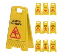 DOITOOL Yellow Warning Sign 10 Pcs Miniature Caution Wet Floor Signs Mini Traffic Sign Safety Street Signs Education Toy for Kids