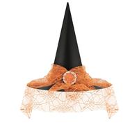 Doitory Halloween Witch Hat, Witch Hats for Women Costume Accessory, Halloween Party Adult Cosplay Veil Wizard Hat, Orange, One Size