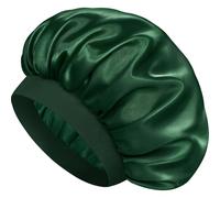 Doitory Satin Silk Bonnet for Sleeping, Double Layer Silk Sleep Cap for Men & Women, Soft Satin Lined Bonnet for Natural & Curly Hair(Dark Green)