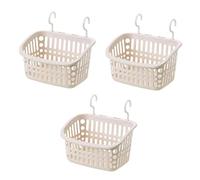 Doitxue 3PCS Hanging Plastic Storage Basket/laundry Basket Plastic/Baskets for Organizing, Bathroom Kitchen Dorm Room Bedroom Small Storage Basket 8.5" × 6.7" × 5.3" (Beige)