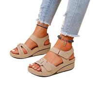 DOIX Arch Support Sandals for Women Orthopedic Wedge Flat Feet Corrector Sandals Plantar Fasciitis Platform Fish Mouth Sandals Comfortable Outdoor Walking Beach Shoes,Beige,US10/EU41