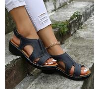DOIX Women Platform Orthopedic Sandals with Arch Support Comfortable Wedge Fish Mouth Sandals Retro Sport Sandals for Flat Feet Wide Fit Outdoor Beach Shoes,Blue,US9/EU40