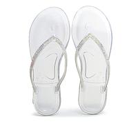 DOIX Women Shining Rhinestones Slippers Comfortable Flat Flip Flops Summer Open Toe Slip on Mules Shoes Sandals Fashion Clip Toe Thong Sandals Outdoor Beach Shoes,Clear,US8/EU39