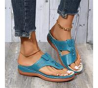 DOIX Women's Orthopedic Clip Toe Sandals Summer Outdoor Bunion Correction Flip Flops with Arch Support Bunion Corrector Slippers Sandals Casual Walking Beach Shoes,blue,US12/EU43