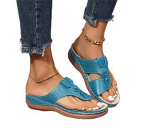 DOIX Women's Orthopedic Clip Toe Sandals Summer Outdoor Bunion Correction Flip Flops with Arch Support Bunion Corrector Slippers Sandals Casual Walking Beach Shoes,blue,US7/EU38