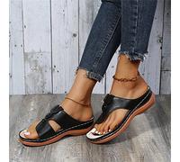 DOIX Women's Orthopedic Clip Toe Sandals Summer Outdoor Bunion Correction Flip Flops with Arch Support Bunion Corrector Slippers Sandals Casual Walking Beach Shoes,black,US12/EU43