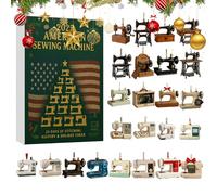 Doiyislem Advent 2025 Christmas - 2D Acrylic Sewing Machine Ornament | 24 Days Advent Countdown Calendar Ornaments - for Craft Lovers Quilters Textile Artists Front Door Office Living Room Study