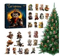 Doiyislem Christmas Calendar - Acrylic 2D Joyful Ornament - 24 Days Vacation Cat Calendar,for Party Festival Holiday Gathering Activities Women Men Adults Kids Family
