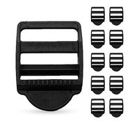 DOJA Barcelona Backpack Buckle Plastic Ladderlock Slider with Secure Brake - Pack 10-38mm - Buckles for Straps and Rucksack - Webbing Strap Slider Clips for Trekking Bags and Outdoor Gear