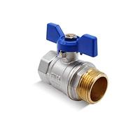 DOJA Barcelona Ball Valves with Wing - 1/2" - Blue Butterfly Handle Brass Ball Valve PN-25 M-H, Fittings for Toilet Water Pipes Plumbing Hoses High Pressure Shut Off Valve