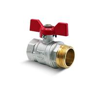 DOJA Barcelona Ball Valves with Wing - 1" - Red - Butterfly Handle Brass Ball Valve PN-25 M-H, Fittings for Toilet Water Pipes Plumbing Hoses High Pressure Shut Off Valve