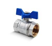 DOJA Barcelona Ball Valves with Wing - 3/4” - Blue, Brass Shut-Off Water Valves, PN-25 Female-Female, Fittings Brass Ball Valve Butterfly Handle Plumbing Ball Valve for Toilet