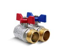DOJA Barcelona Ball Valves with Wing - Pack 2-3/4" - Blue and Red - Butterfly Handle Brass Ball Valve PN-25 M-H, Fittings for Toilet Water Pipes Plumbing Hoses High Pressure Shut Off Valve