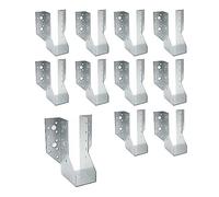 DOJA Barcelona Beam Support | Pack 10 | A-Beam Shoes | in Zinc | Winged Beam Shoes | for Wooden Post Support, Wooden Beams for Pergolas, Exterior Wooden Beam Metal 48x136x75