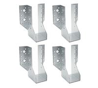 DOJA Barcelona Beam Support | Pack 4 | A-Beam Shoes | in Zinc | Winged Beam Shoes | for Wooden Post Support, Wooden Beams for Pergolas, Exterior Wooden Beam Metal 48x136x75