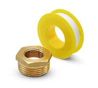 DOJA Barcelona Brass Pipe Reducer Adapter - 3/4″x3/8″ - with PTFE Tape, Hex Water Reducer Fitting for Air, Water, Gas, Fuel and Oil, Brass Thread Adapter for Faucet and Circulation Systems