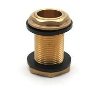 DOJA Barcelona Brass Tank Connector 1” - Bulkhead Fitting with 2 Rubber Seals, Water Tank Hose Adaptor, Screw Adapter, Water Butt, Rain Barrel Through Fitting for Garden Use