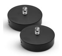 DOJA Barcelona | Ceiling Ceiling Rose | Black | Pack of 2 | Ceiling Rose 100 x 25 mm | Ceiling Rose | Metal | Modern Round Ceiling Rose