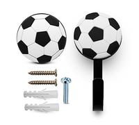 DOJA Barcelona Children's Furniture Knobs + Children's Clothes Hangers, 8 Cupboard Knobs Children's Football and 8 Children's Wall Hooks, Made of Rubber and Zinc Aluminium, Coat Hooks and Drawer