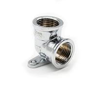 DOJA Barcelona Chrome Brass Wall Elbow, Female Wall Plate Fitting, Chrome Wallplate Elbow, 90 Degree Connector, Plumbing Wallplate for Irrigation Radiators Drip and Compressed Air