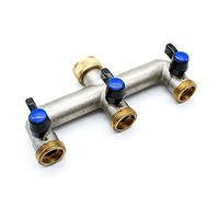 DOJA Barcelona Garden Tap | Triple Garden Tap | Derivation Hose 3/4 | Brass Water Tap 2 Way Derivation Hose Adapter | Double Exterior Faucet Connector for Garden 3 outputs