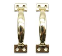 DOJA Barcelona | Gold Door Handles | Pack 2 | Handles | 140 x 39 x 1.3 mm | Brass | Door Handle | for Drawer Handle, Kitchen Handle, Cabinet Handle, Furniture Handle, Bedroom