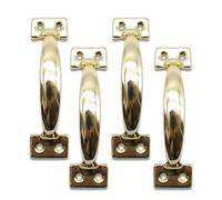 DOJA Barcelona | Gold Door Handles | Pack of 4 | Handles | 140 x 39 x 1.3 mm | Brass | Door Handle | for Drawer Handle, Kitchen Handle, Cabinet Handle, Furniture Handle, Bedroom