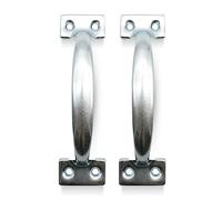 DOJA Barcelona | Grey Door Handles | Pack 2 | Handles | 140 x 39 x 1.3 mm | Zinc Galvanised | Door Handle | for Drawer Handle, Kitchen Handle, Cabinet Handle, Furniture Handle