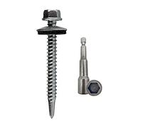 DOJA Barcelona Hex head drilling screws, Self tapping screws with washer, metal self drilling, Hex head, tapping with washer, metal Rubber 6.3x50mm Pack 75 + 1 M10 Torx Socket Bit for Corrugated …