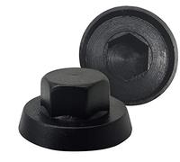 DOJA Barcelona Hexagonal Black Screw Caps | 10mm Nut Cover Caps Pack of 100 | Black Hex Bolt Covers | Industrial Nylon Weatherproof Rust Resistant Bolt Head Covers | Easy Fit for Screws and Nuts