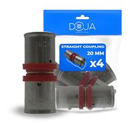 DOJA Barcelona Hose Coupling Multilayer Straight - Pack 4 Ø20mm - Pipe Link, Sealing, High Resistance Metal Union for Hot and Cold Water, Easy Assembly, Firm Fit
