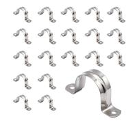 DOJA Barcelona Metal U-clamps, pack of 20, 20 mm pipe clamp, U-clamp, metal omega clamps, mounting clamp, pipe clamp, pipe holder, cable clamps, hose clamps
