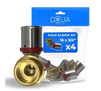DOJA Barcelona Multi-layer Male Elbow 90° External Thread- 16x3/4" - Pack 4 - Multilayer Elbow to Press, Female Connector, Waterproof Connection, Versatile, Easy Installation, Pipe