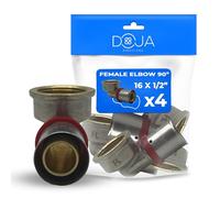 DOJA Barcelona Multilayer Female Elbow 90° Internal Thread - 16x1/2" - Pack 4 - Multilayer Elbow to Press, Female Connector, Waterproof Connection, Versatile, Easy Installation, Pipe