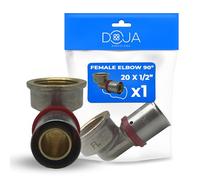 DOJA Barcelona Multilayer Female Elbow 90° Internal Thread - 20x1/2" - Multilayer Elbow to Press, Female Connector, Waterproof Connections, Versatile Compatibility, Easy Installation, Pipe